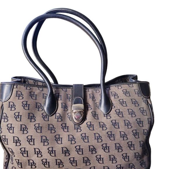 Dooney & Bourke Handbags - Dooney & Bourke Monogram Tote Black and Grey